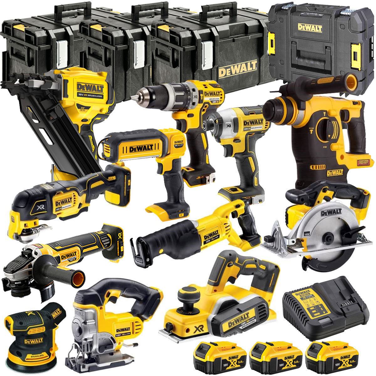 Dewalt 18V 12 Piece Power Tool Kit with 3 x 5.0Ah Batteries T4TKIT-29959
