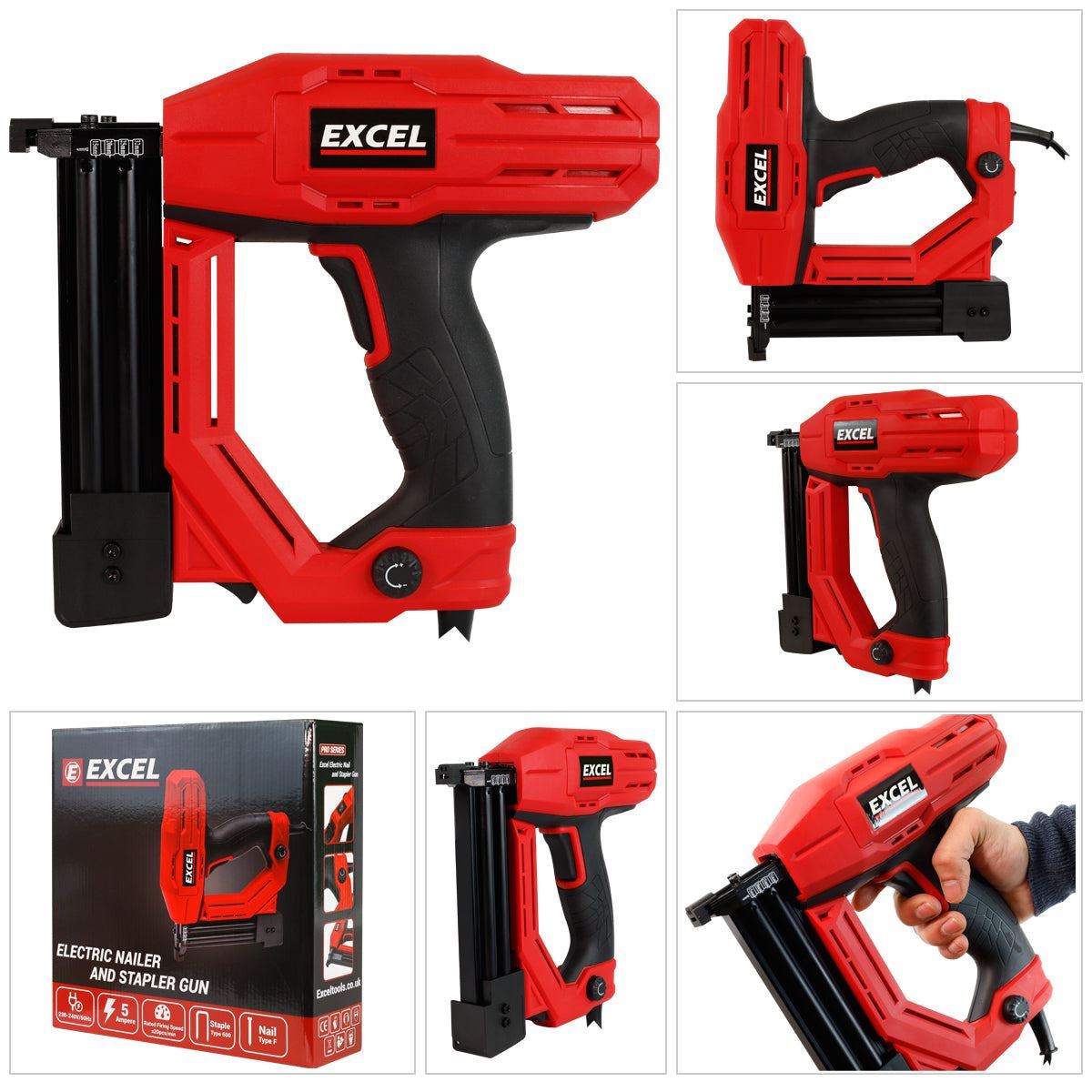 Excel 2-in-1 Electric Stapler Nailer Gun 18G Heavy Duty 240V