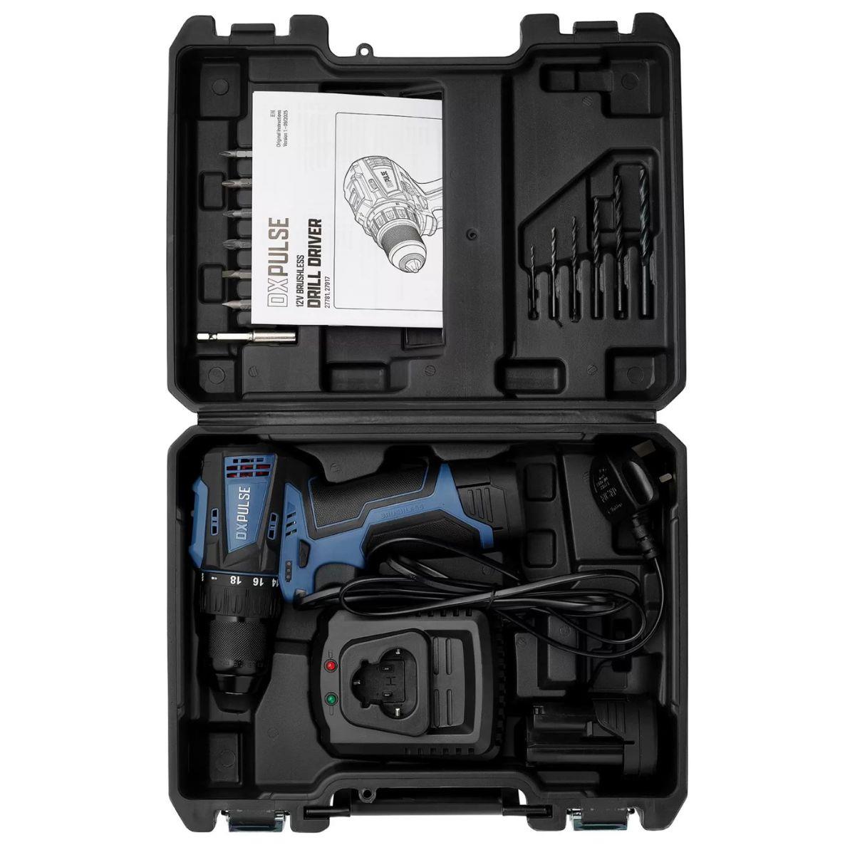 Draper DX12VLDR2AH DXPULSE 12V Drill Driver Kit 2 x 2.0Ah Batteries & Charger 27917
