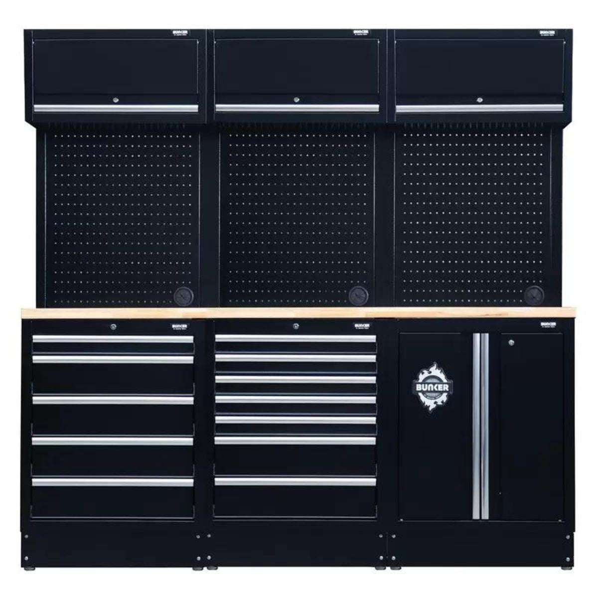 Draper MS400COMBO/14A BUNKER Modular Storage Combo with Hardwood Worktop 14 Piece 04411