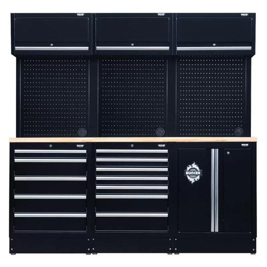 Draper MS400COMBO/14A BUNKER Modular Storage Combo with Hardwood Worktop 14 Piece 04411