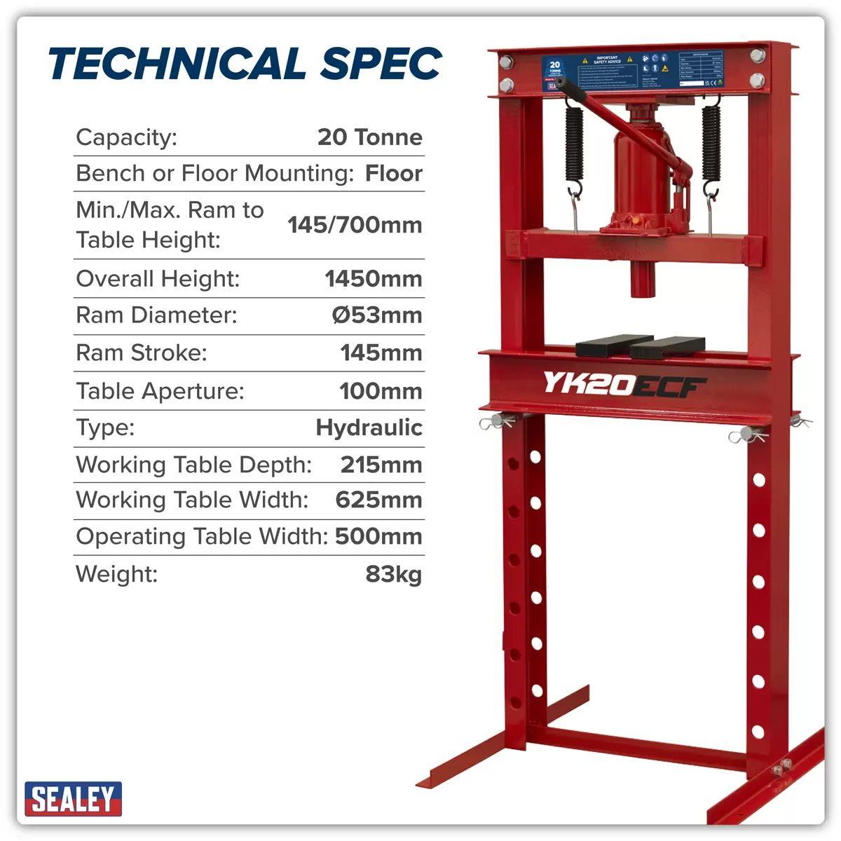 Sealey YK20ECF 20tonne Hydraulic Press Economy Floor Type