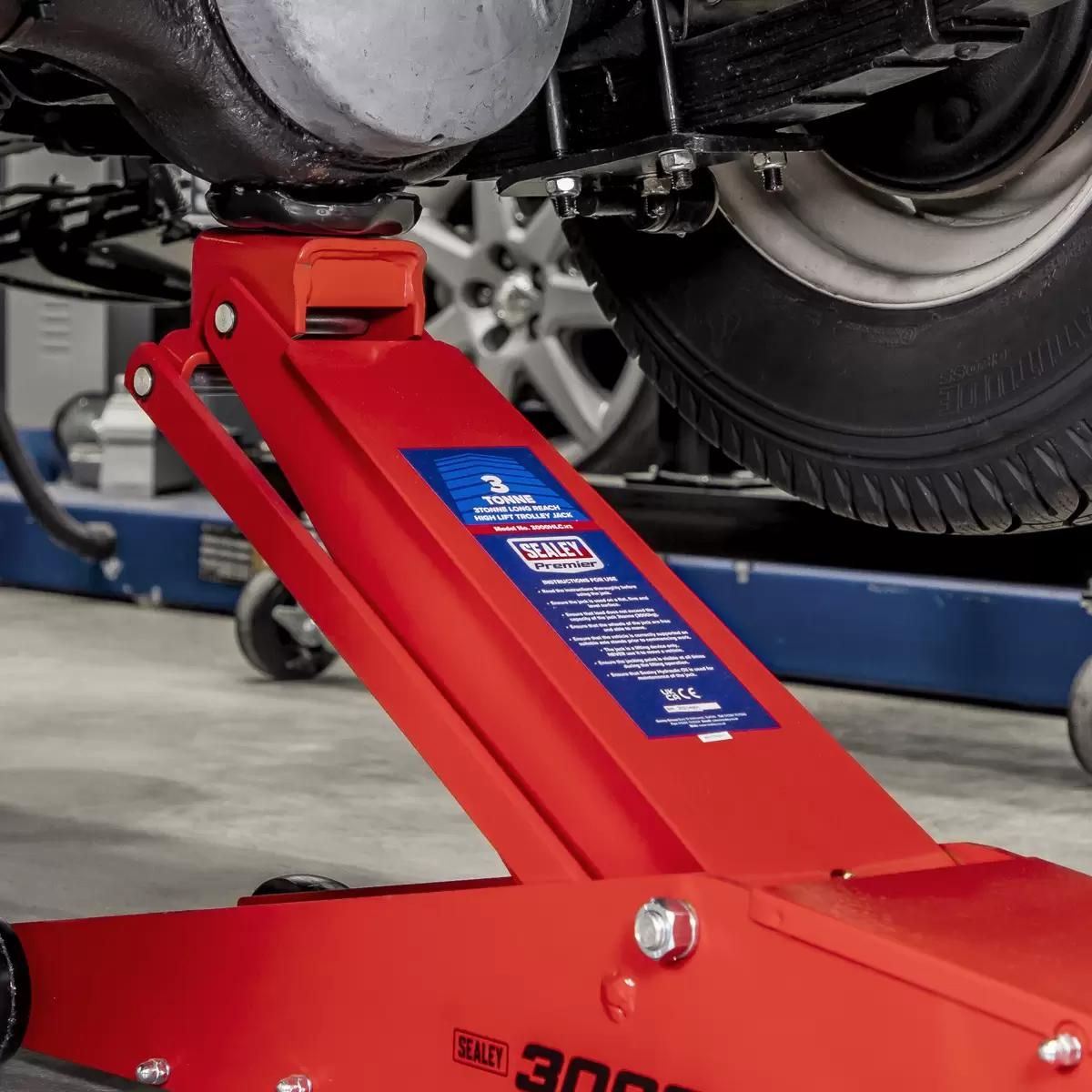 Sealey 3000HLC 3tonne Long Reach High Lift Commercial Trolley Jack
