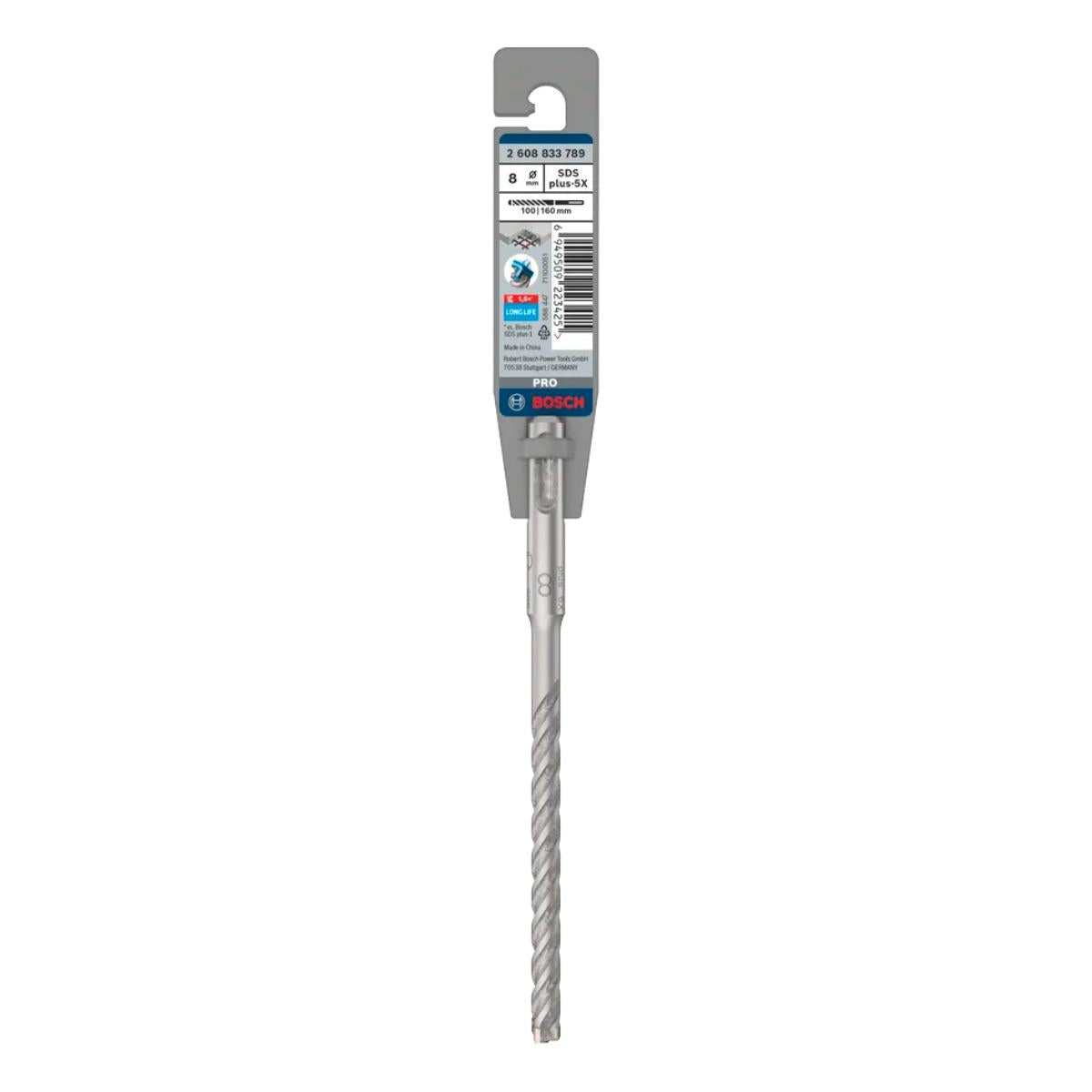 Bosch PRO SDS Plus-5X 8mm x 100mm x 160mm Hammer Drill Bit 2608833789