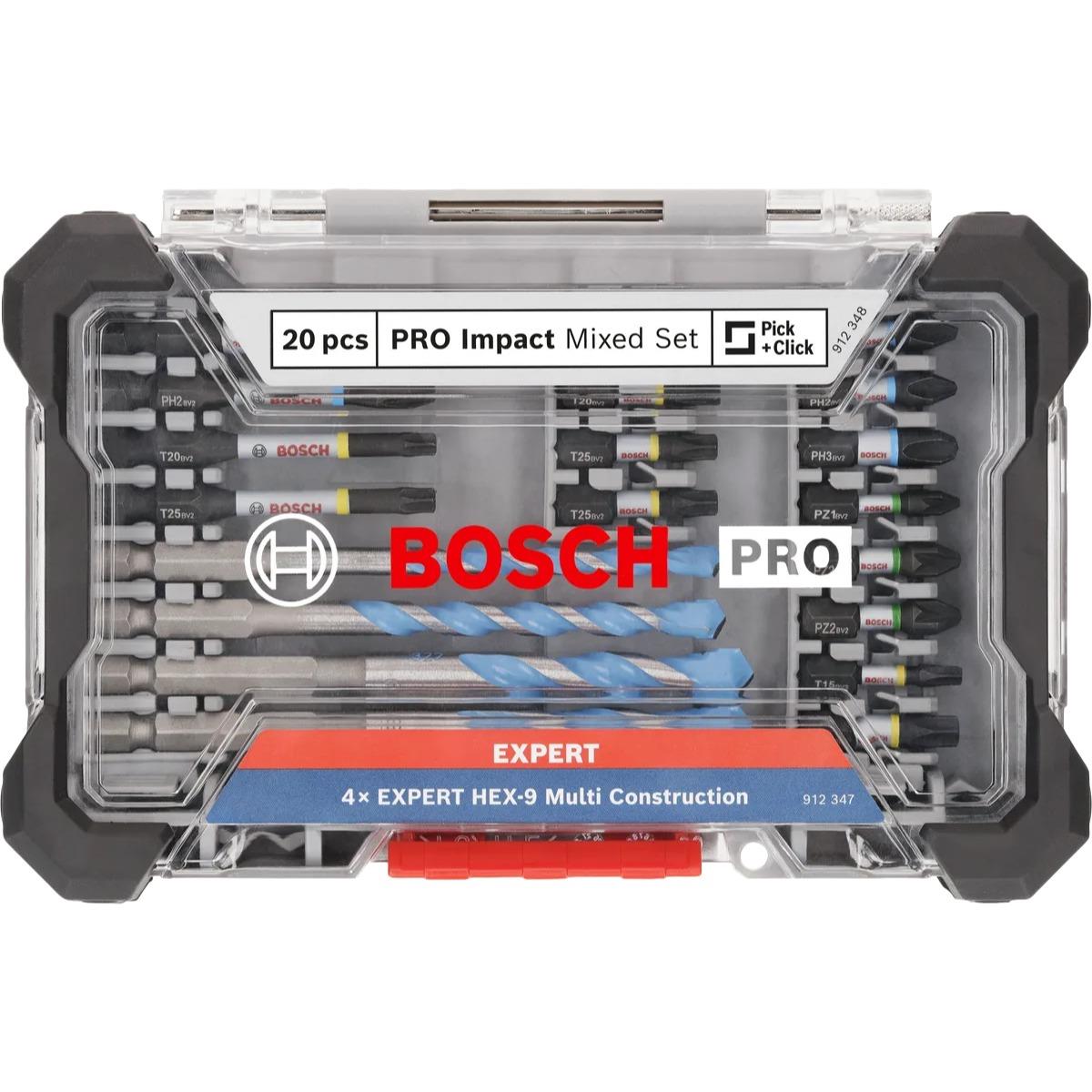 Bosch PRO 20 Piece Impact Screwdriving & Multi Construction Drilling Mixed Bit Set 2608521U83 - SPL