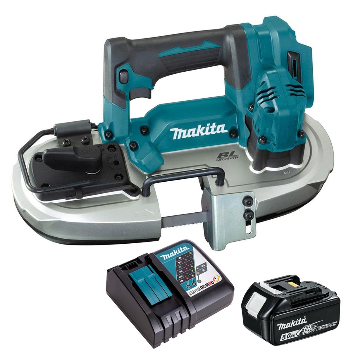 Makita DPB184Z 18V LXT Brushless Portable Band Saw with 1 x 5.0Ah Battery & Charger