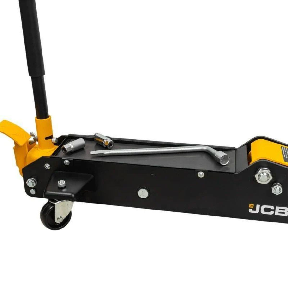 JCB-T830028 3 Tonne Hydraulic Long Trolley Jack Heavy-duty 525mm Max. Lift