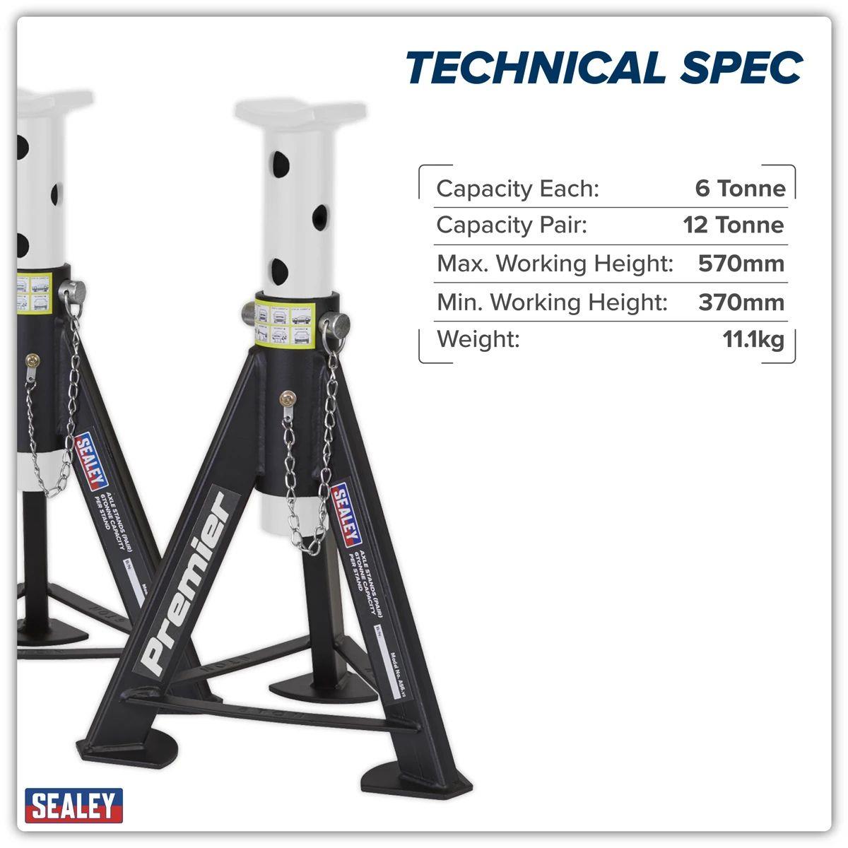 Sealey AS6 Axle Stands 6 Tonne Capacity per Stand