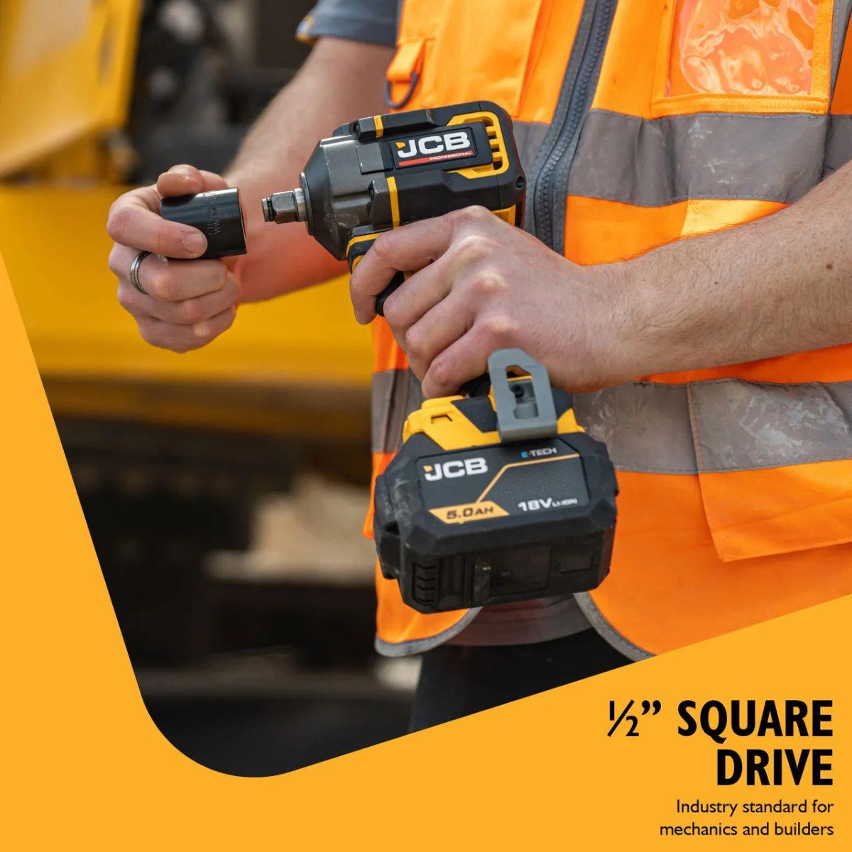 JCB-18PIW-350 18V 1/2 Inch Impact Wrench 350Nm Nut-Busting Torque Body Only