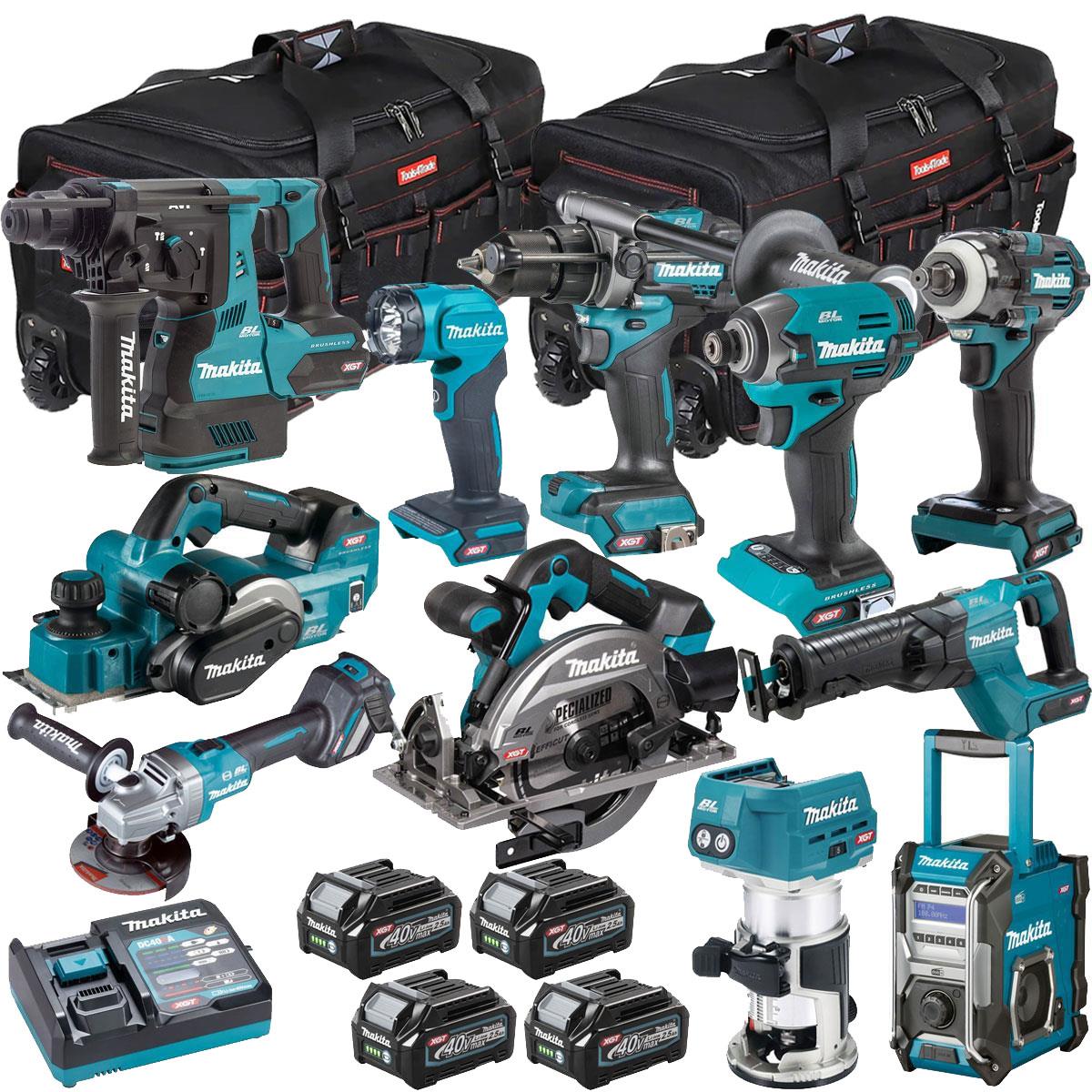 Makita 40V XGT 11 Piece Brushless Power Tool Kit with 4 x 2.5Ah Battery T4TKIT-16039