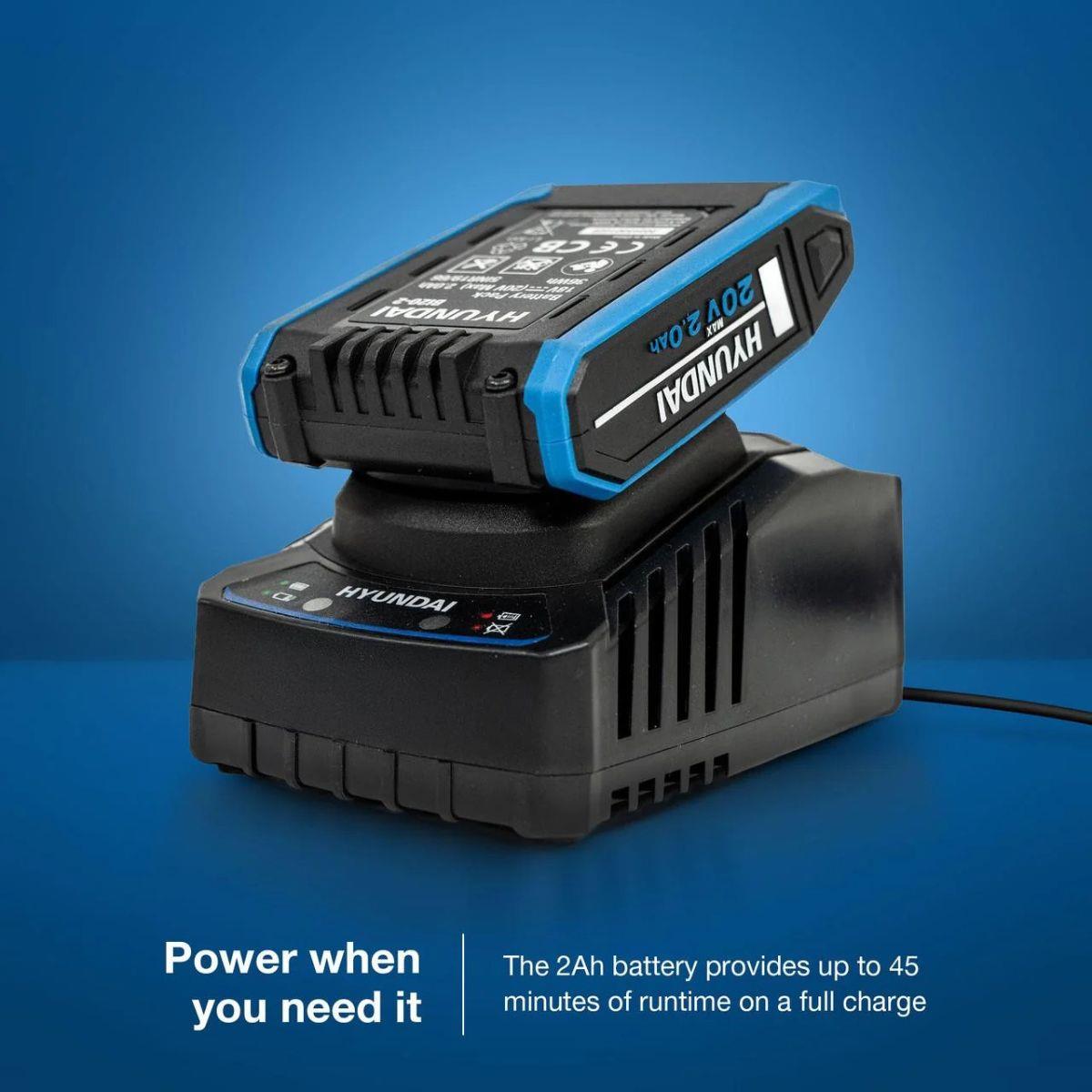 Hyundai S01-T2B 20V Cordless 65Nm Hammer Drill and 230Nm Impact Driver Brushless Kit With 2 x 2.0Ah Li-ion Batteries and 2A Charger