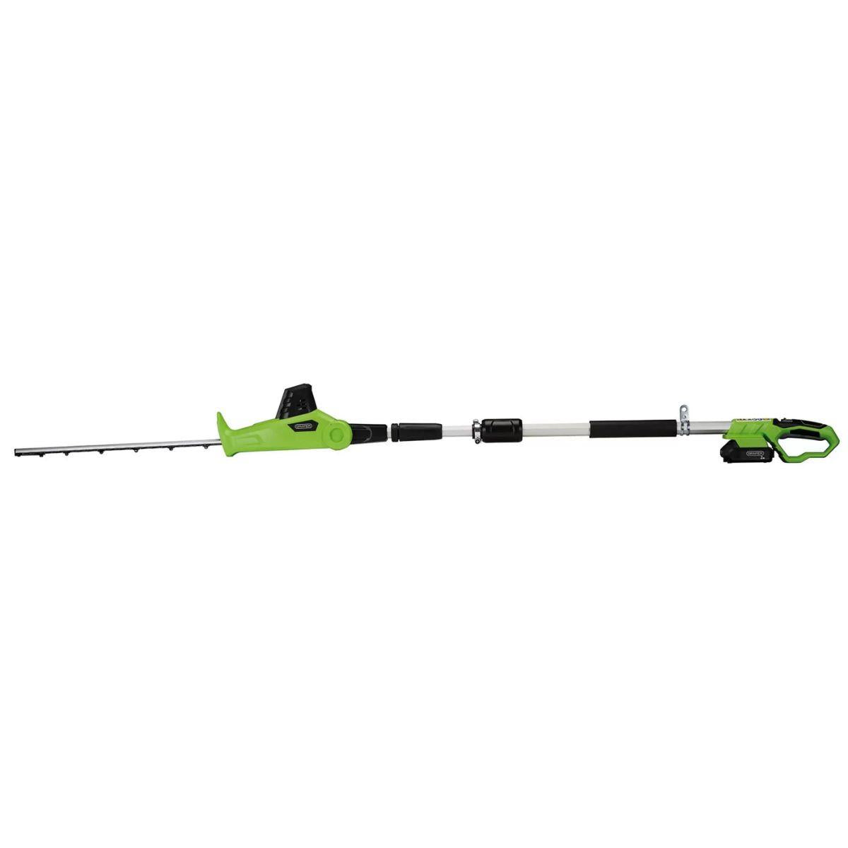 Draper 18DGAC06 18V Cordless Pole Hedge Trimmer Adjustable Telescopic Shaft with 2.0Ah Battery & Charger 31865