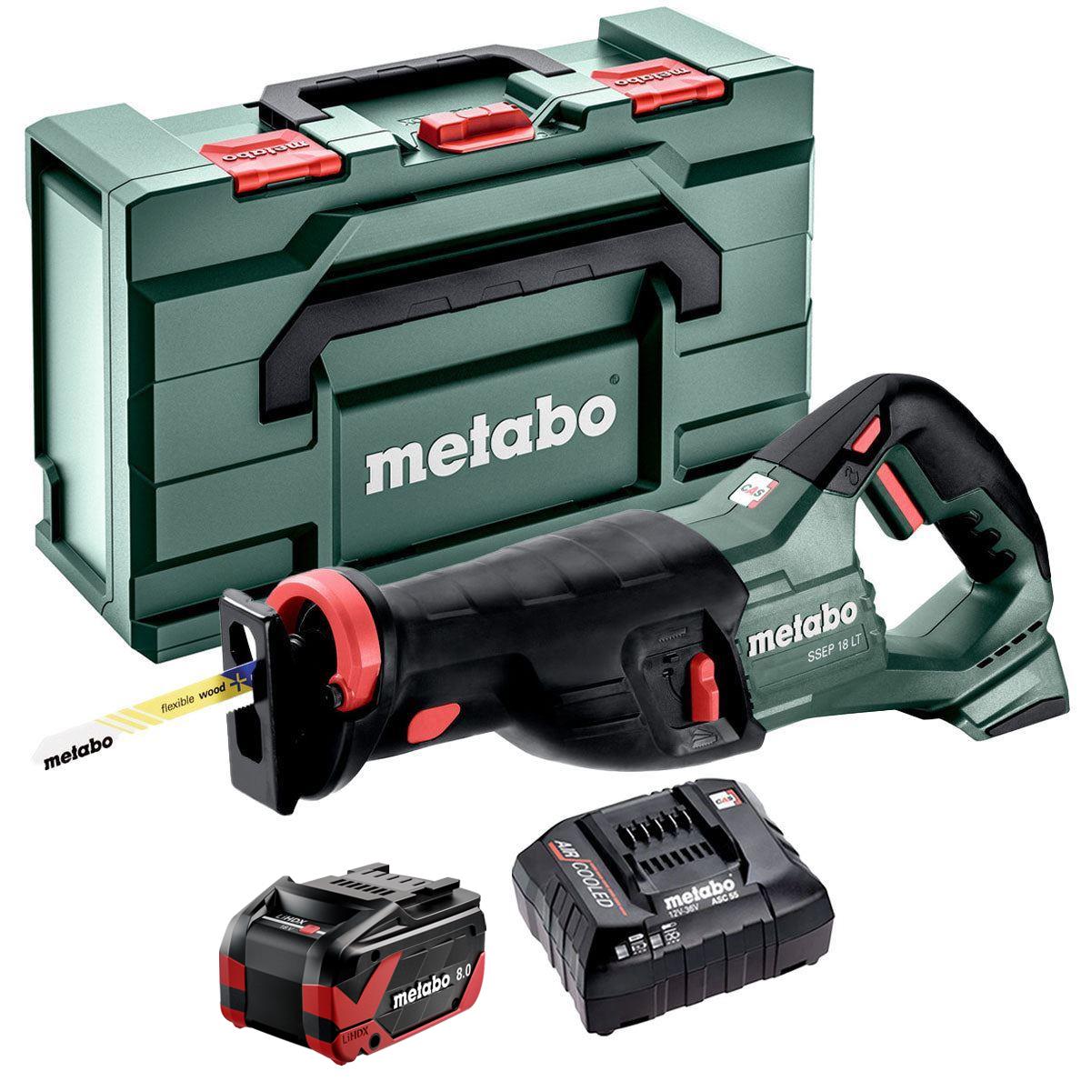Metabo SSEP 18 LT 18V Sabre Saw with 1 x 8.0Ah Battery Charger & Metabox