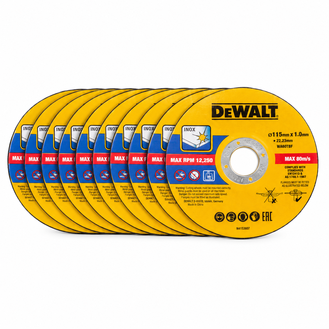 Dewalt WA60TBF 115mm x 1.0mm INOX Cutting Disc Pack of 10 Item Condition Box Opened Never Used