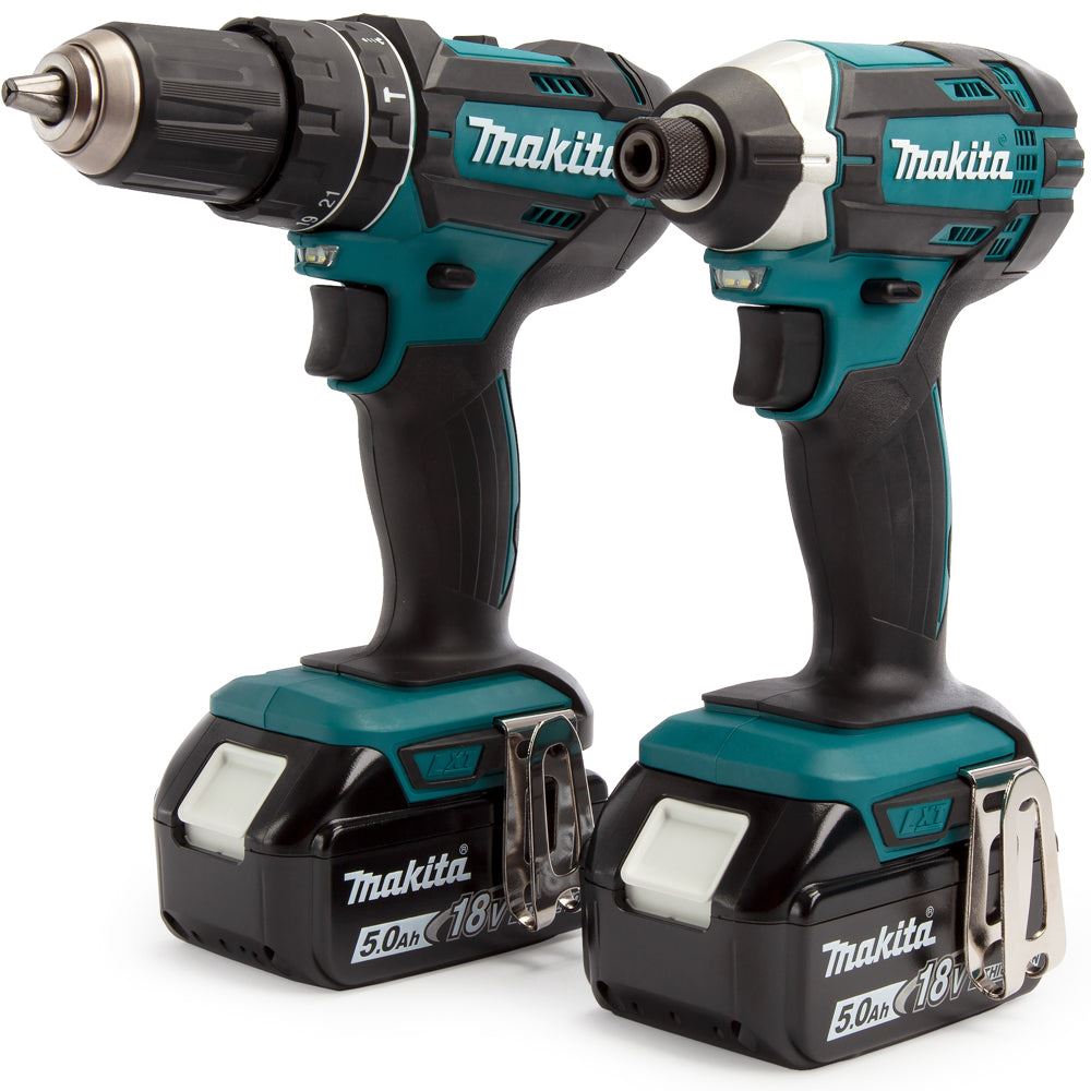 Makita DLX2131TJ 18V LXT Twin Kit 2 x 5.0Ah Batteries With 100 Piece Drill Set