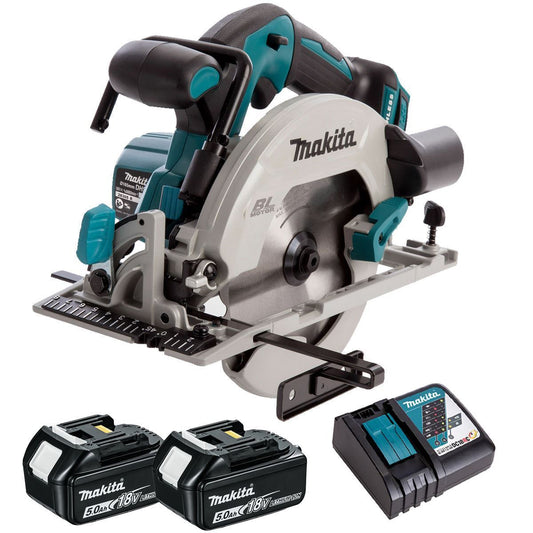 Makita DHS680Z 18V 165mm Brushless Circular Saw with 2 x 5.0Ah Battery & Charger