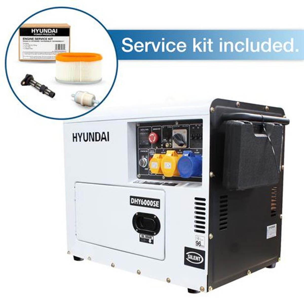 Hyundai DHY6000SE  Diesel Generator, Single Phase Output & Silenced Standby Genset 5.2kW/230V