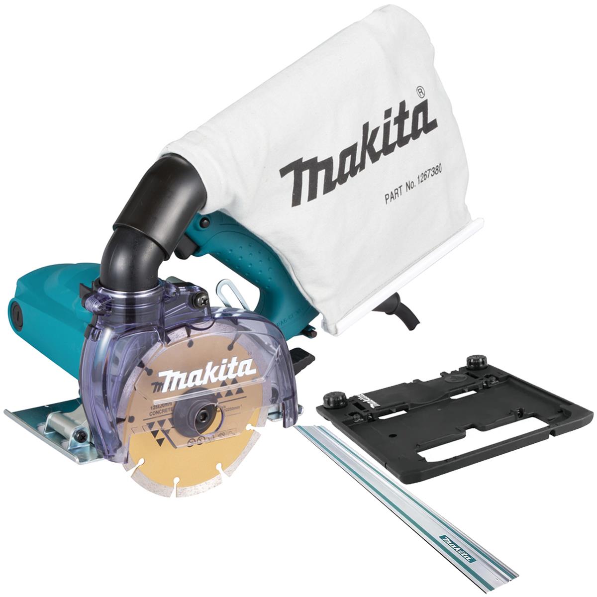 Makita 4100KB/1 Dustless Disc Cutter Diamond Wheel 110V with Guide Rail & Adaptor