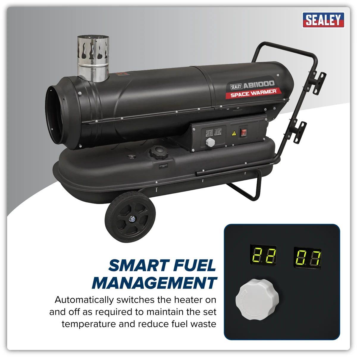 Sealey ABI1000 Kerosene/Diesel Indirect Oil Fired Space Heater with Wheels 230V