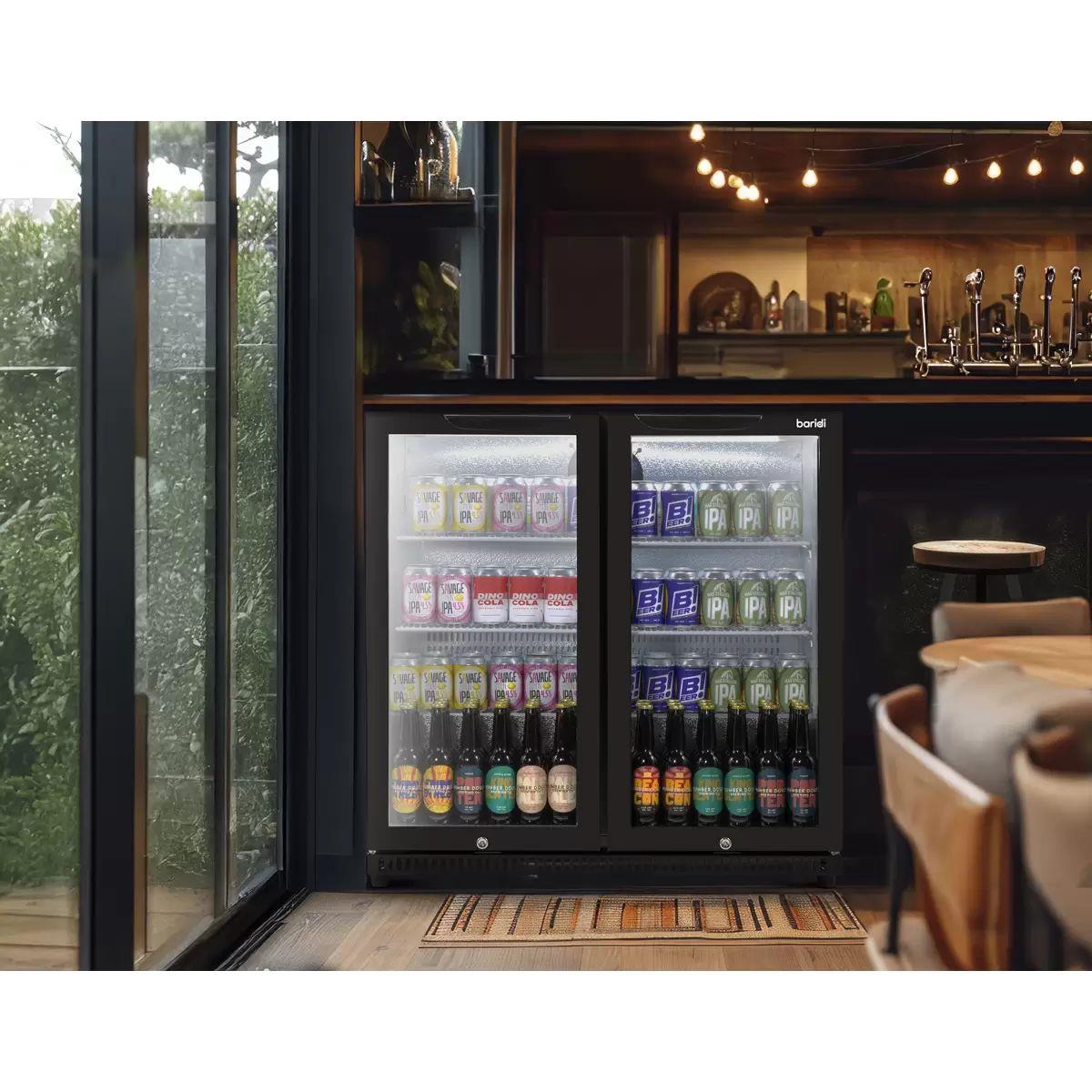 Sealey DH272 Baridi Bar Drinks Fridge/Cooler with Double Hinged Door & Security Lock 190L Black 240V