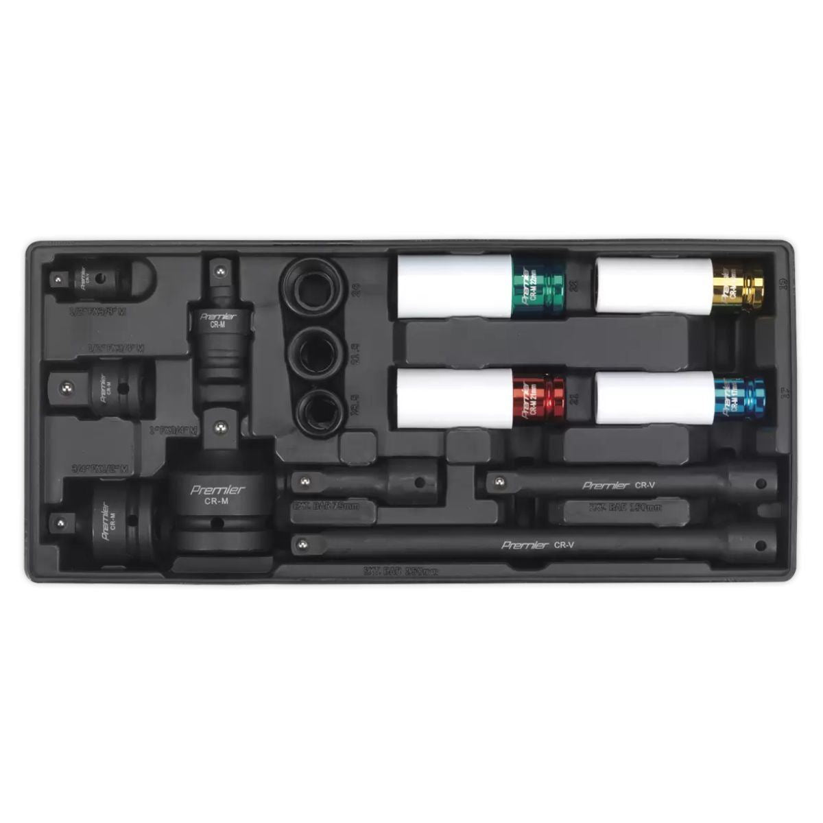 Sealey TBT25 Tool Tray with Impact Socket & Adaptor Set 15pc