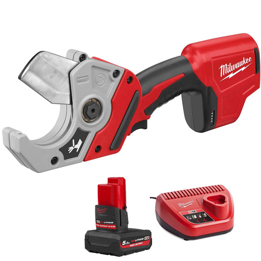 Milwaukee C12PPC-0 12V PVC Pipe Cutter with 1 x 5.0Ah Battery & Charger