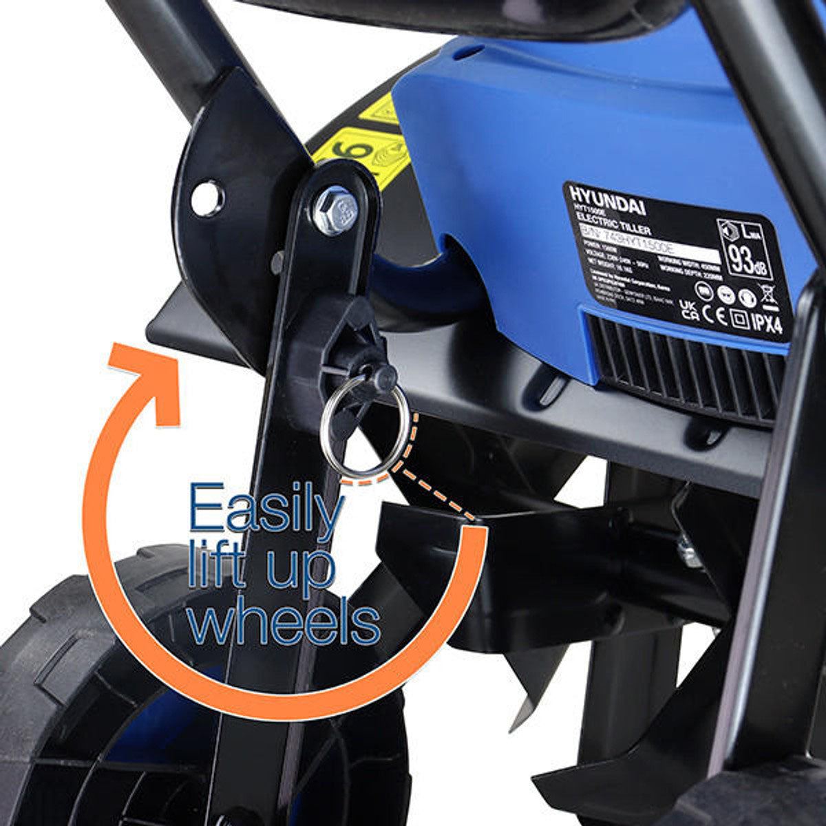 Hyundai HYT1500E 45cm Electric Garden Tiller Cultivator Rotovator and Rototiller 4 x 6 Blades 230V/1500W