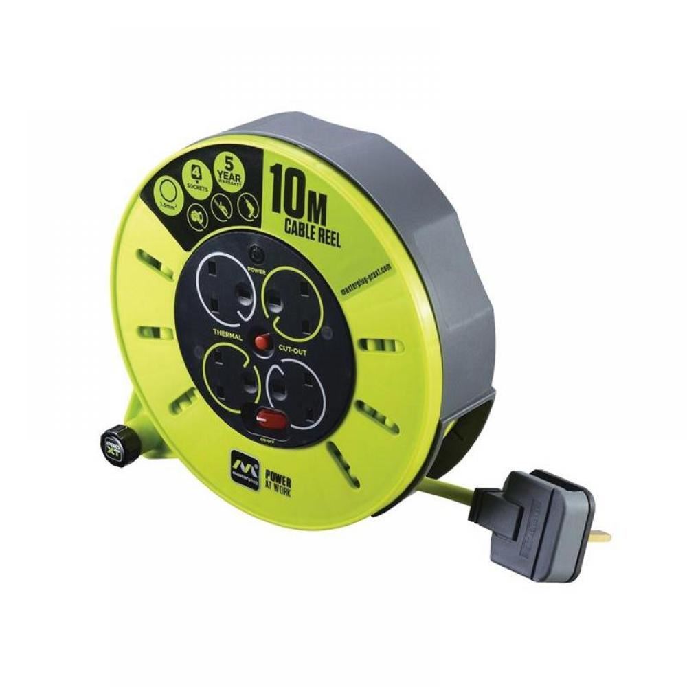 Masterplug PRO-XT Cassette Cable Reel 13A 4-Socket 10M 240V CMU10134SL-PX