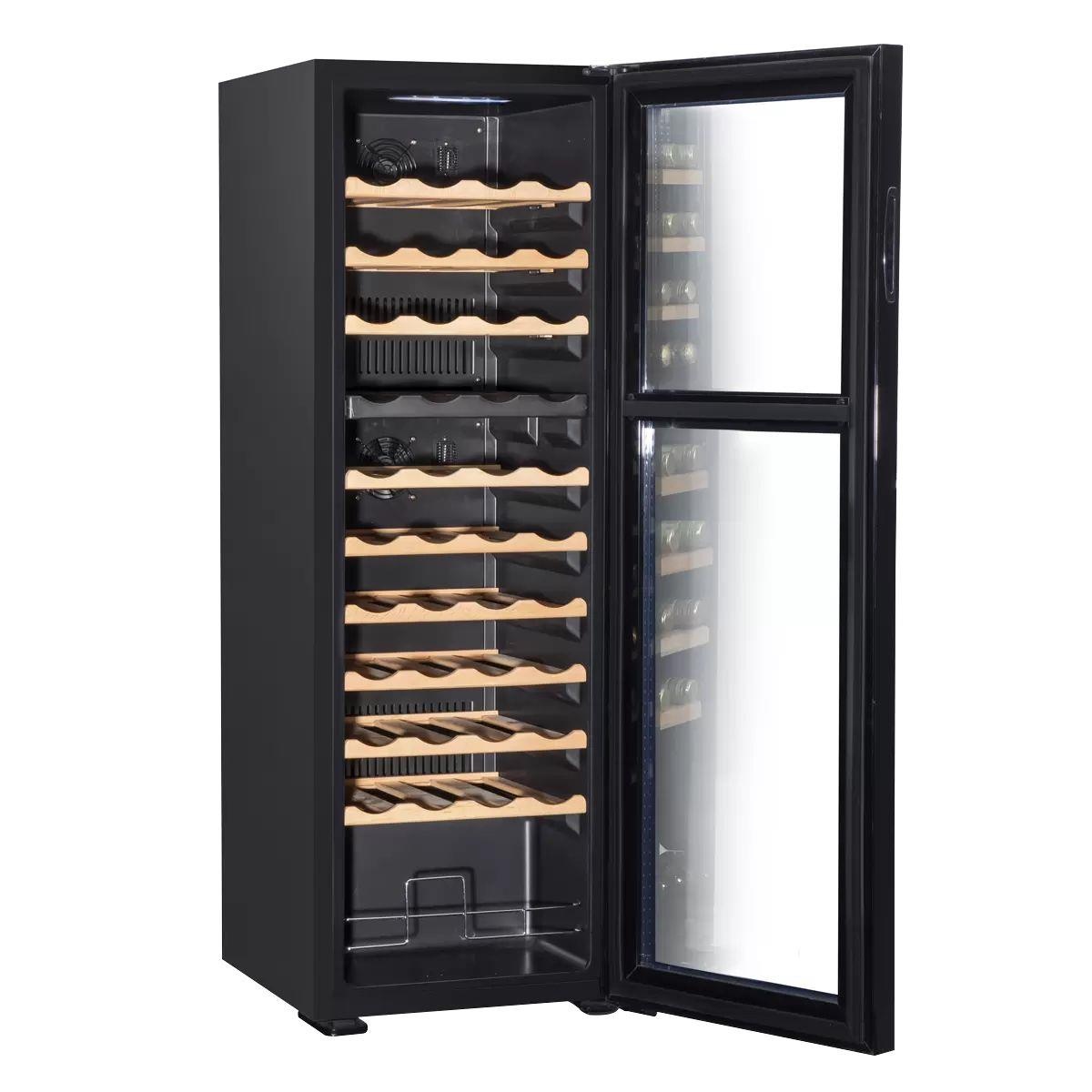 Sealey DH92 Baridi 44 Bottle Dual Zone Wine Fridge with Digital Touch Screen Controls & LED Light Black 230V