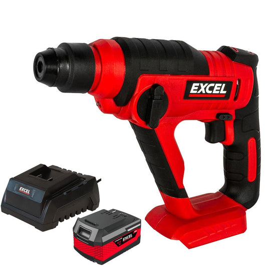 Excel 18V SDS+ Cordless Rotary Hammer Drill with 1 x 4.0Ah Battery & Charger