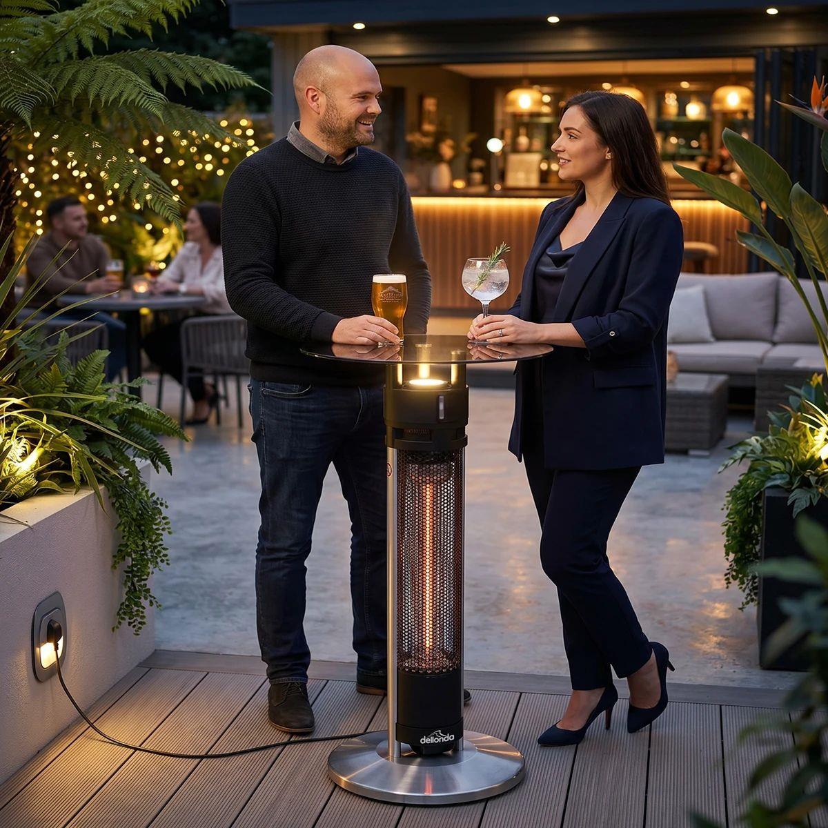 Sealey DG63 Dellonda Bistro Table with 1600W Heater Black/Stainless Steel