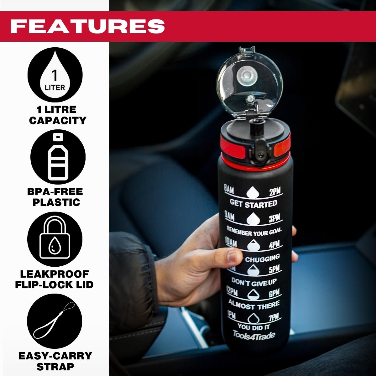 Tools4Trade Water Bottle - Black (1 Litre)