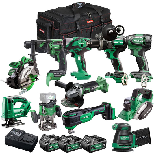 Hikoki 18V 11 Piece Power Tool Combo Kit with 3 x 5.0Ah Battery & Charger T4TKIT-27289