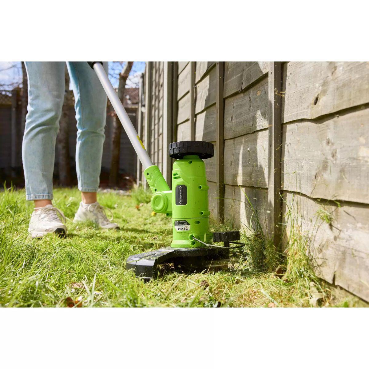 Draper 18DGA13 18V 4-in-1 Multi-Function Cordless Grass Trimmer Line Cutter with 2.0Ah Battery & Charger 31859