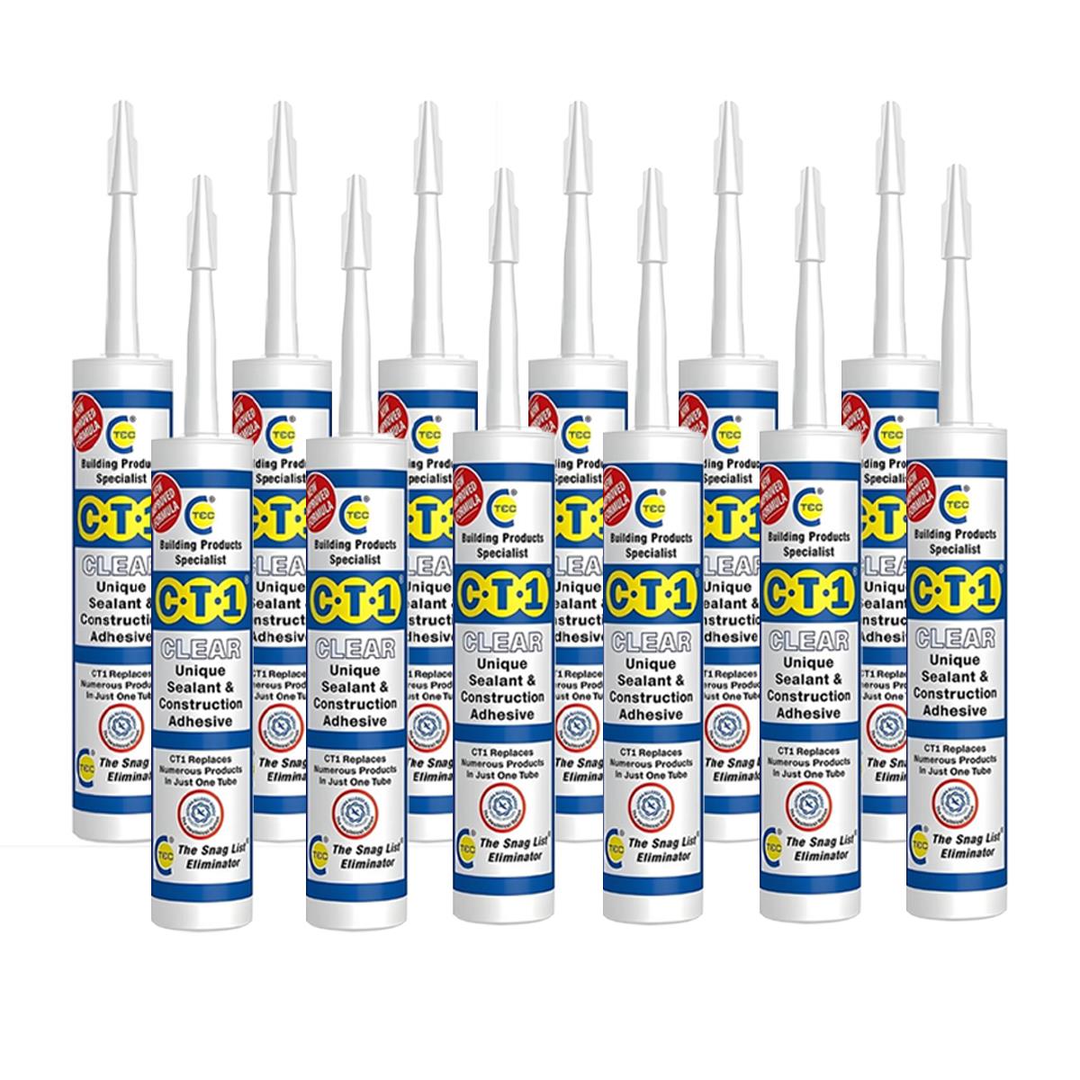 C-TEC CT1 290ml Unique Sealant & Construction Adhesive Clear Pack of 12