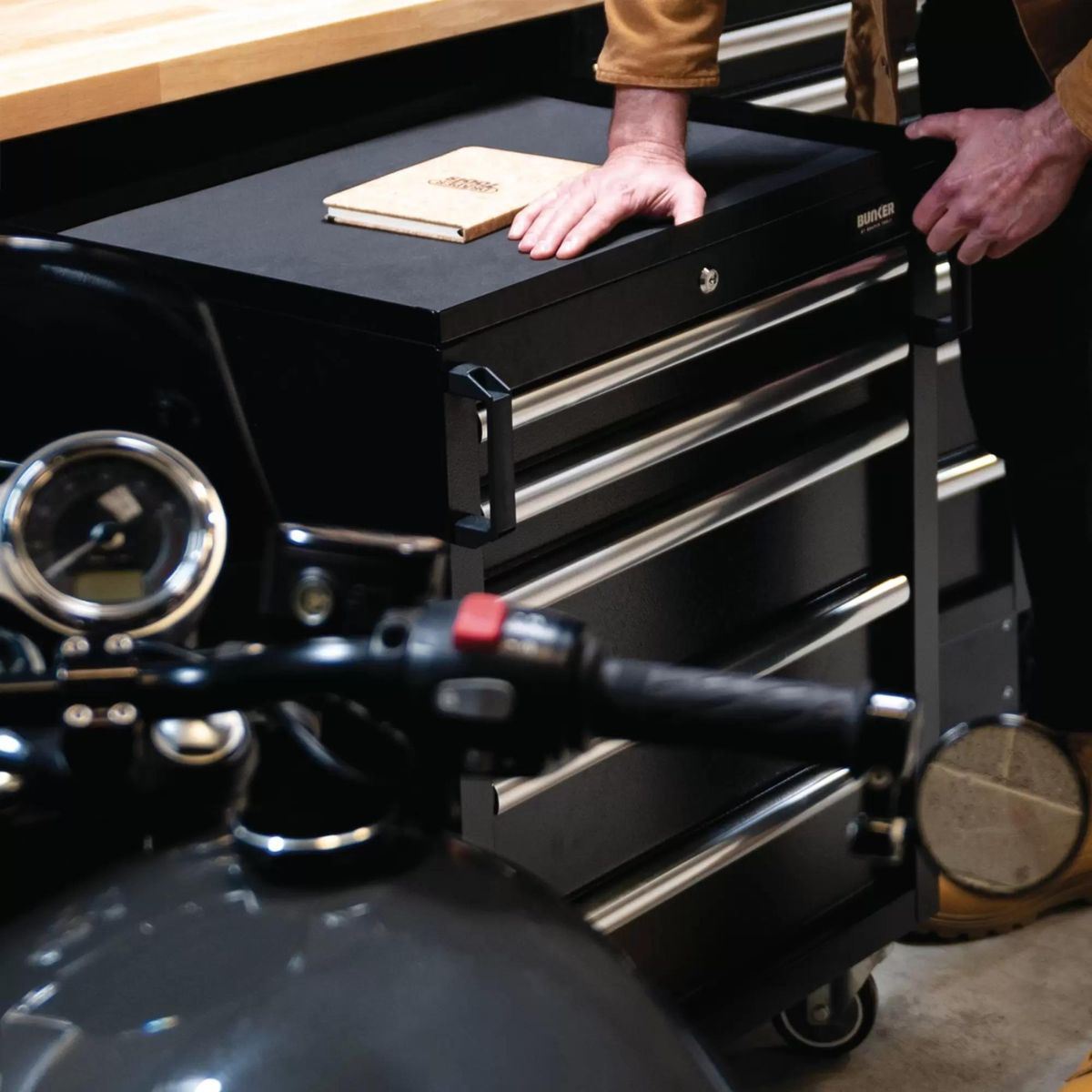 Draper MS400COMBO/16A BUNKER Modular Storage Combo with Hardwood Worktop 16 Piece 04398