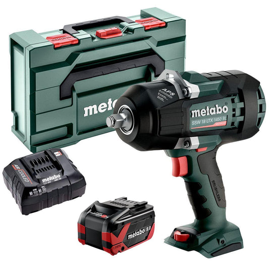 Metabo SSW 18 LTX 1450 BL 18V Brushless 1/2" Impact Wrench with 1 x 8.0Ah Battery Charger & Metabox