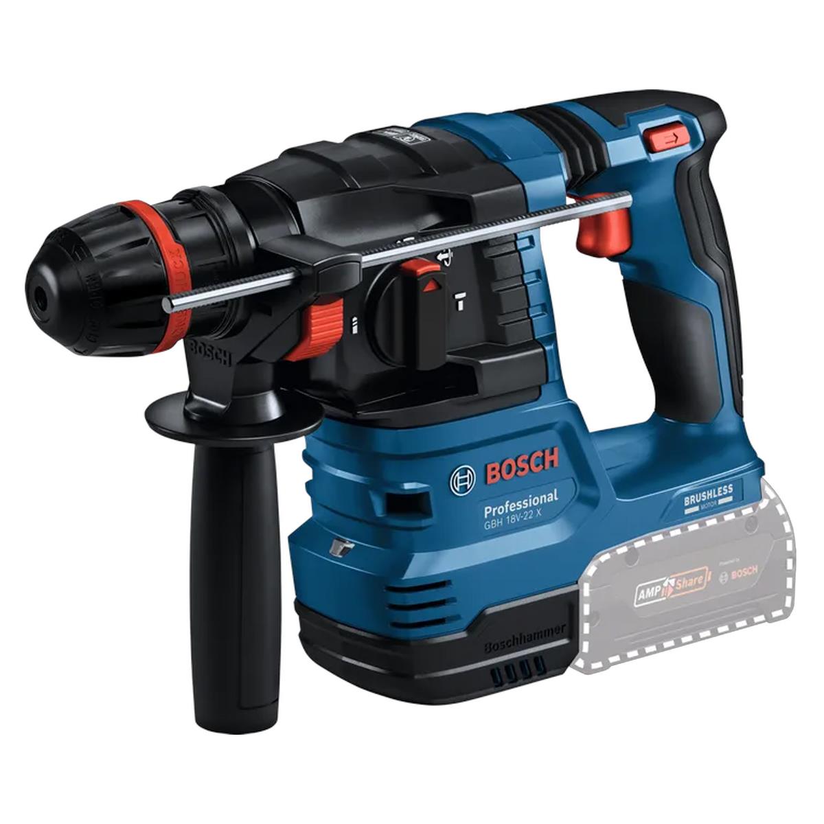 Bosch GBH 18V-22 X 18V Brushless SDS+ Rotary Hammer Drill with 2 x 5.0Ah Battery, Charger & Case 0611924171