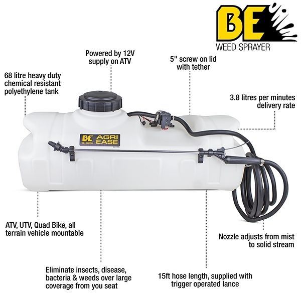 BE Pressure 90.700.150 12V Bike-Mountable 68L Weed Sprayer