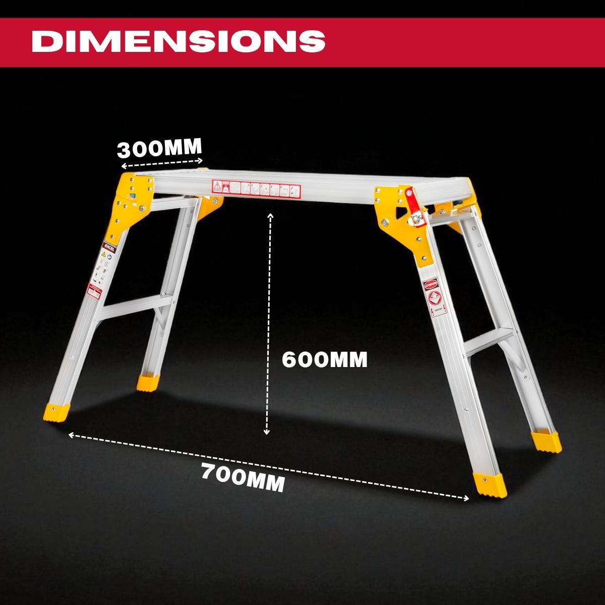 Excel Heavy Duty Aluminium Platform Work Bench Folding Hop Up 300mm x 700mm