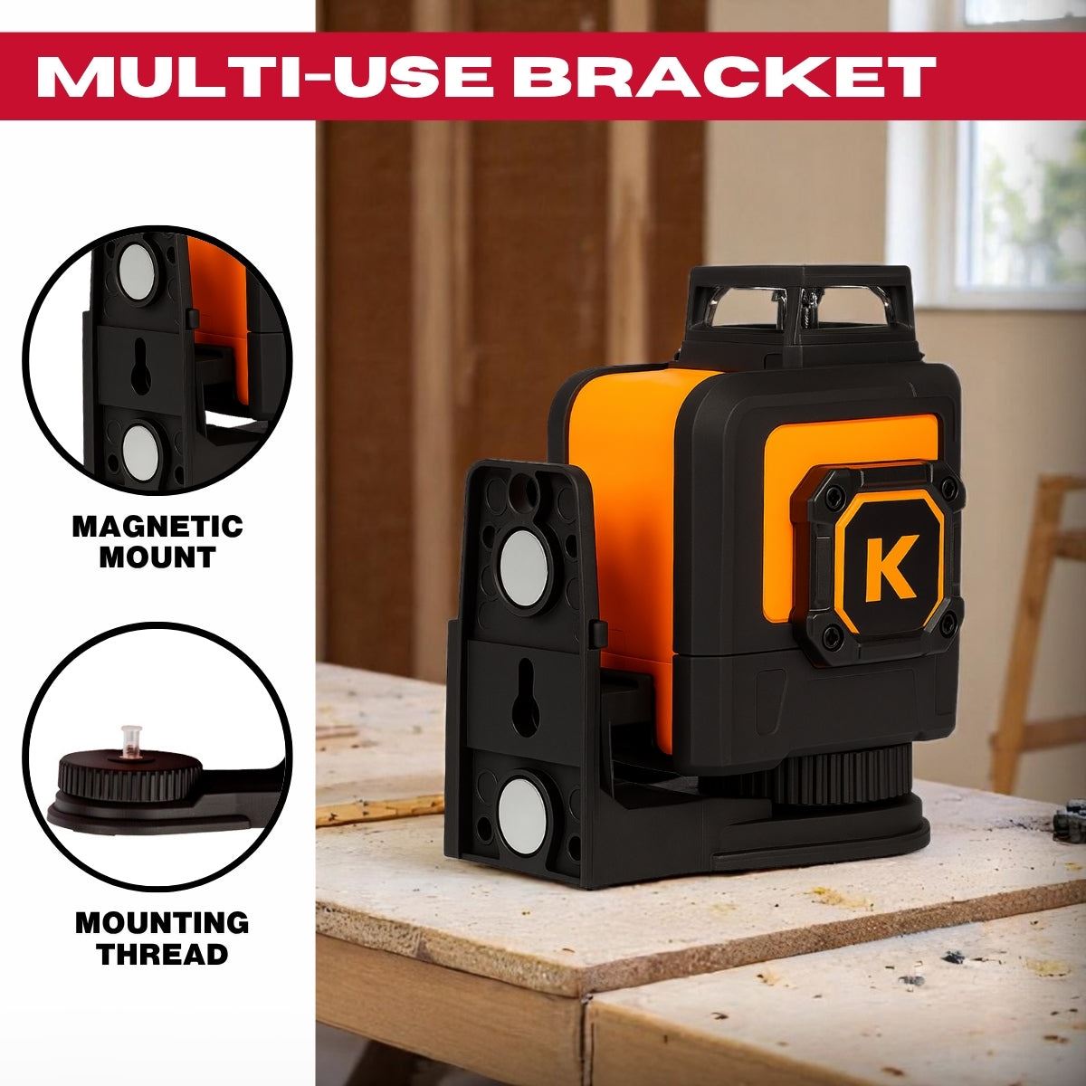 Kendo 25m Self-Levelling Laser Level with 360° Bracket