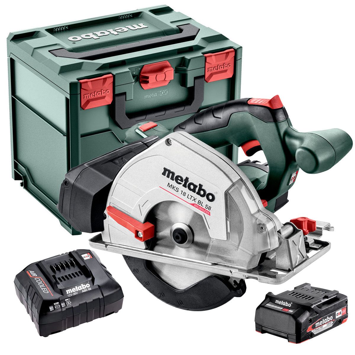 Metabo MKS 18 LTX BL 58 18V Brushless 165mm Circular Saw with 1 x 2.0Ah Battery Charger & Metabox