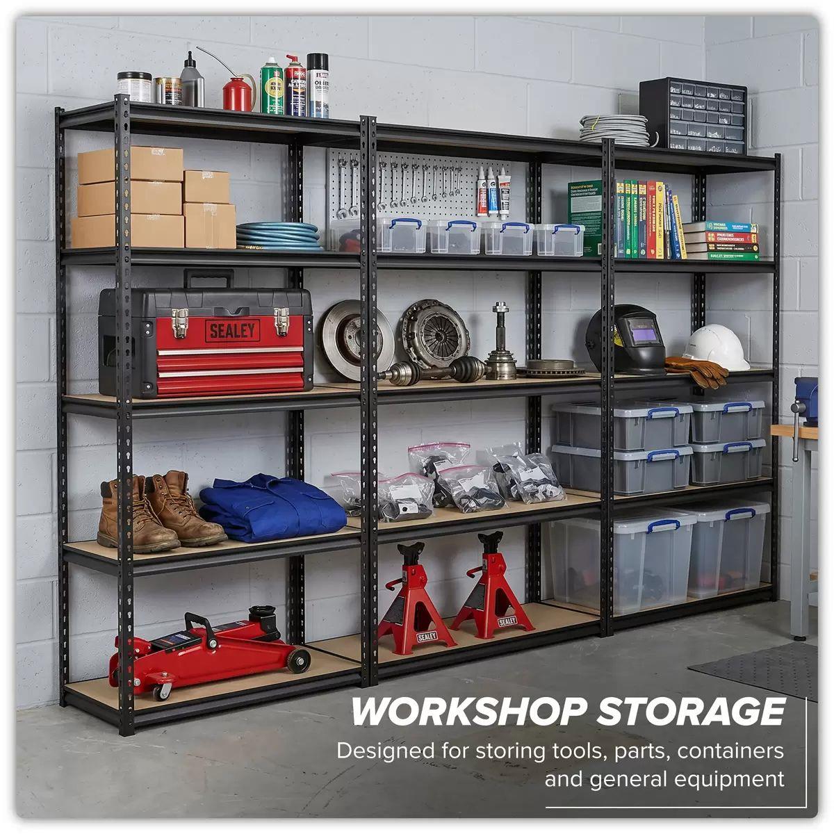 Sealey AP1200RCOMBO1 Racking Unit with 5 Shelves 220kg Capacity Per Level Set of 3