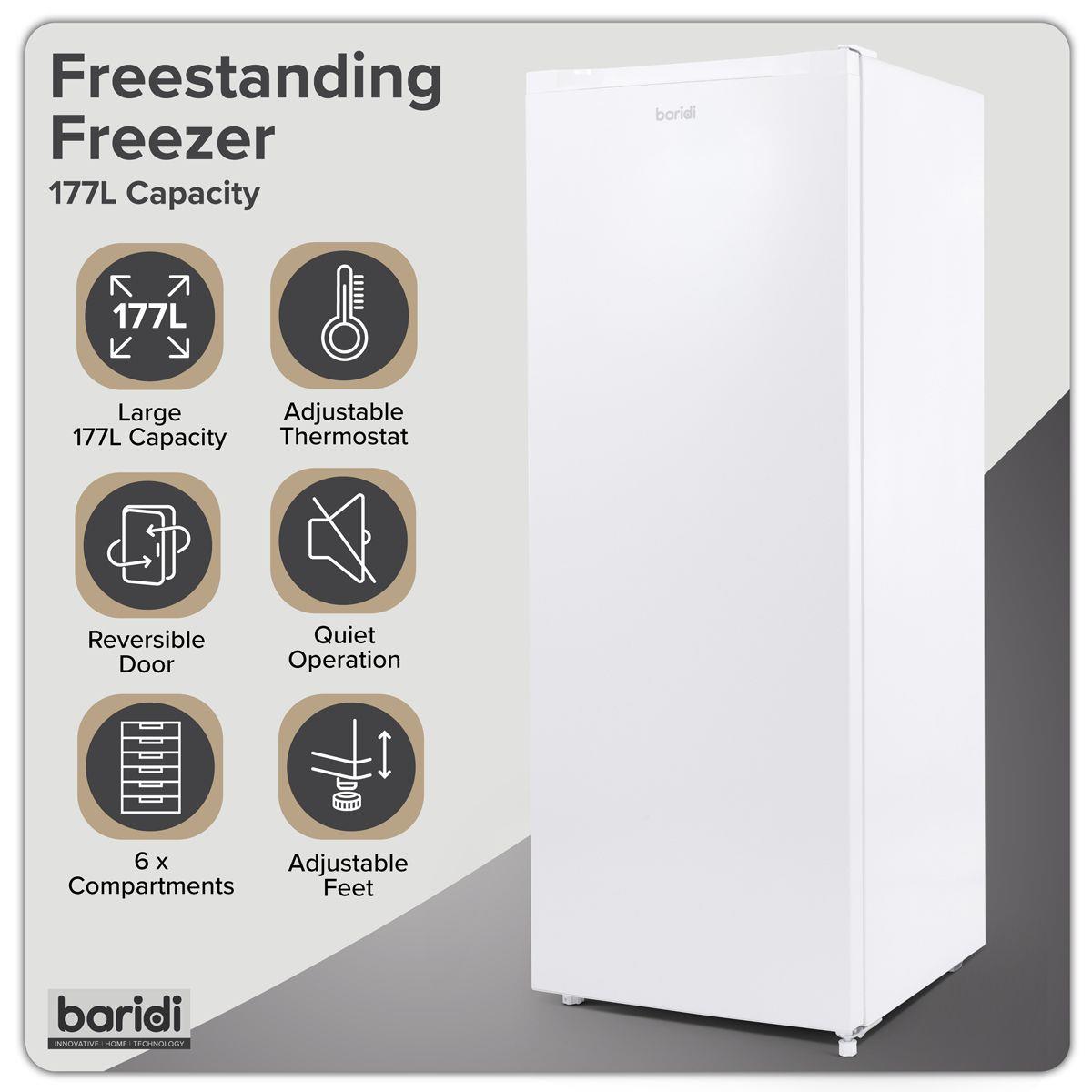 Sealey DH324 Baridi Freestanding Tall Freezer 177L Capacity White 230V