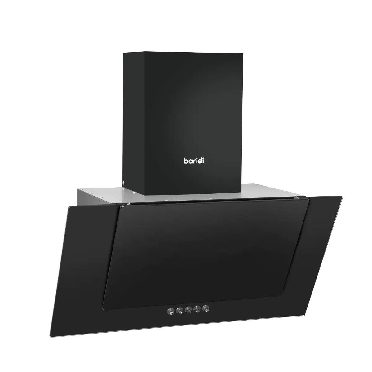 Sealey DH129 Baridi Angled Chimney Cooker Hood with Carbon Filters & LED Lamp Black Glass 240V