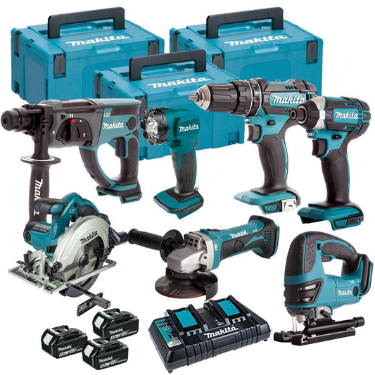 Makita 18V 7 Piece Power Tool Kit with 3 x 5.0Ah Battery & Charger T4TKIT-16458