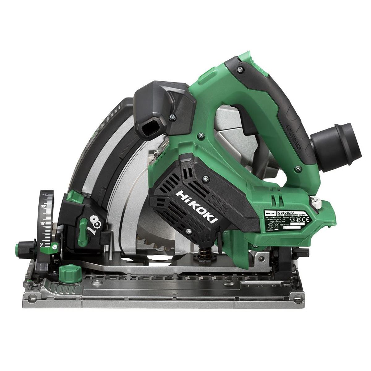 HiKOKI C3606DPAW2Z 36V MultiVolt Brushless 165mm Plunge Saw Body Only with 2 x 1600mm Guide Rail Kit