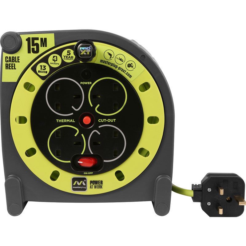 Masterplug PRO-XT Case Cable Reel 13A 4-Socket 15M 240V HMU15134SL-PX