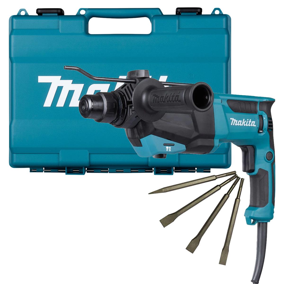 Makita HR2670/1 26mm SDS+ Rotary Hammer Drill With Excel Drill Chisel Set
