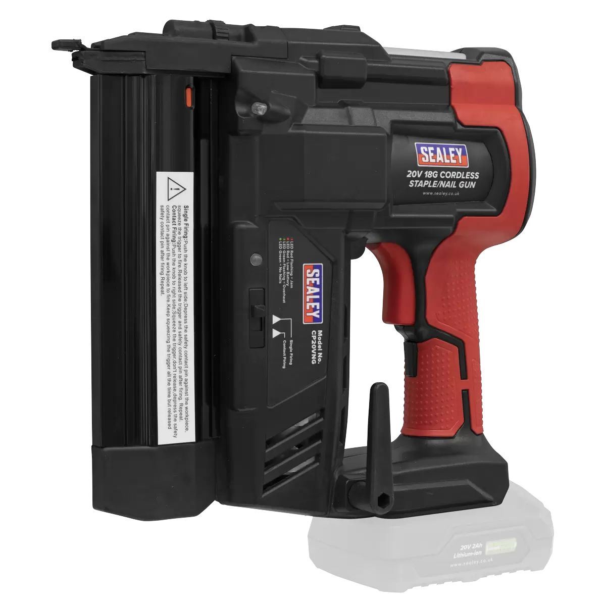 Sealey CP20VNGKIT1 20V Cordless Nail/Staple Gun with 1 x 2.0Ah Battery